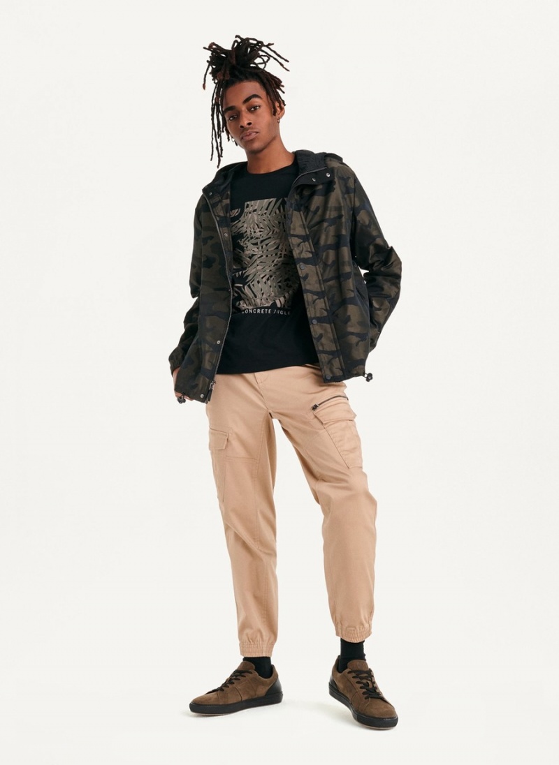 Men's Dkny Camo Hooded Jackets Olive | Z5051730