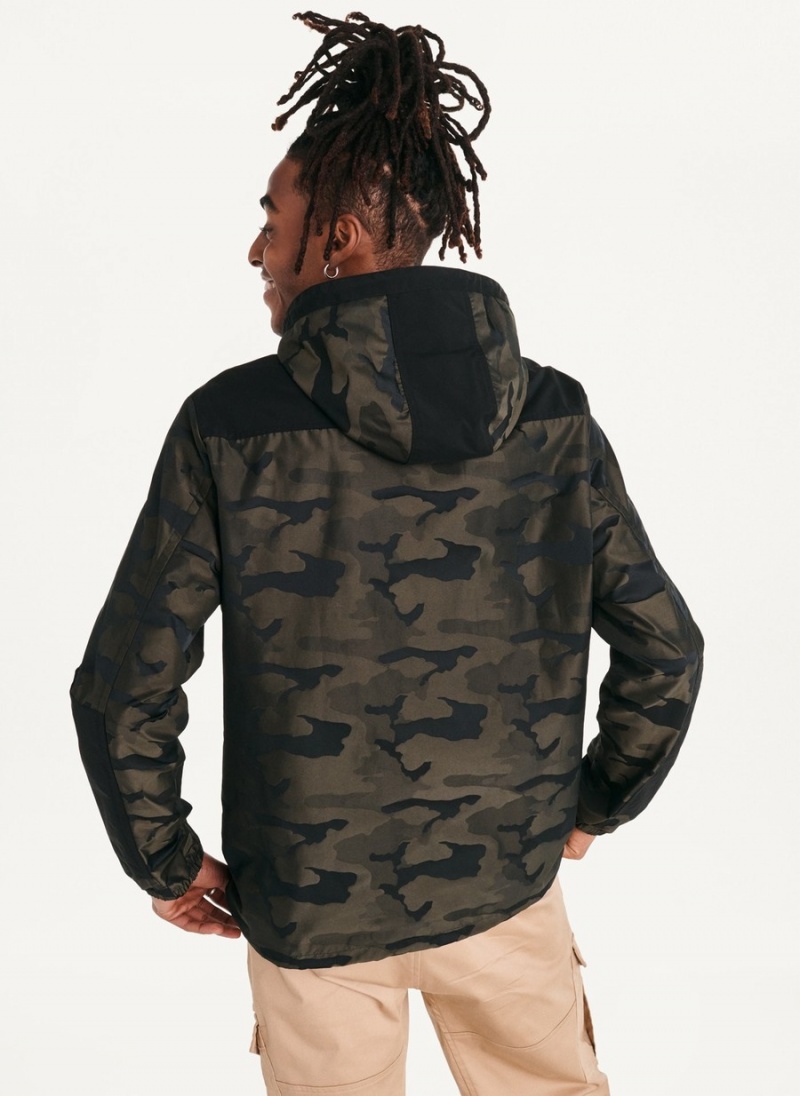 Men's Dkny Camo Hooded Jackets Olive | Z5051730