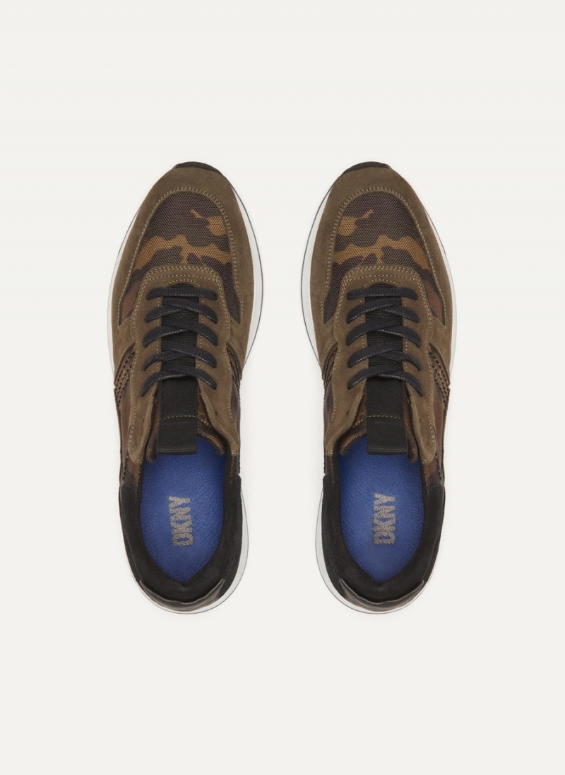 Men's Dkny Camo Runner Sneakers Brown | D1697295