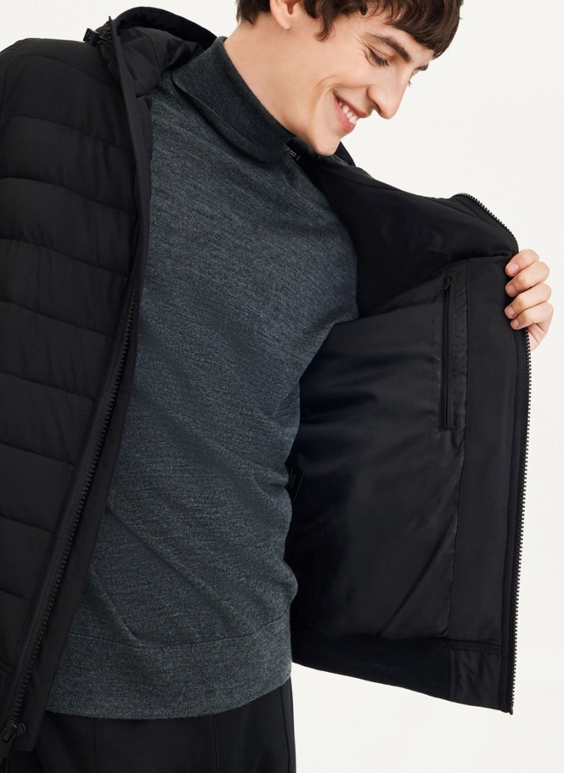 Men's Dkny Classic Hooded Puffer Jacket Black | D9516210