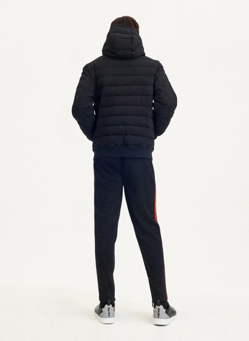 Men's Dkny Classic Hooded Puffer Jacket Black | D9516210