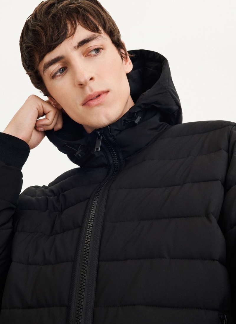 Men's Dkny Classic Hooded Puffer Jacket Black | D9516210