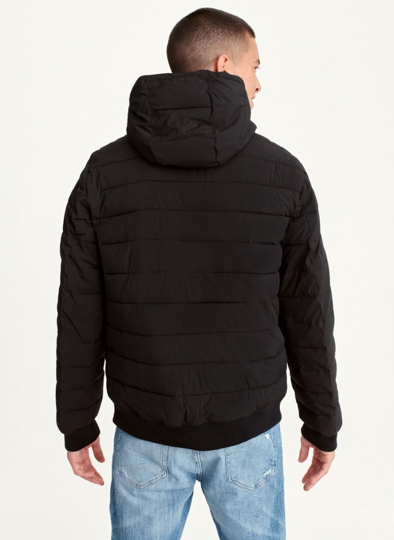 Men's Dkny Classic Hooded Puffer Jacket Black | D9516210