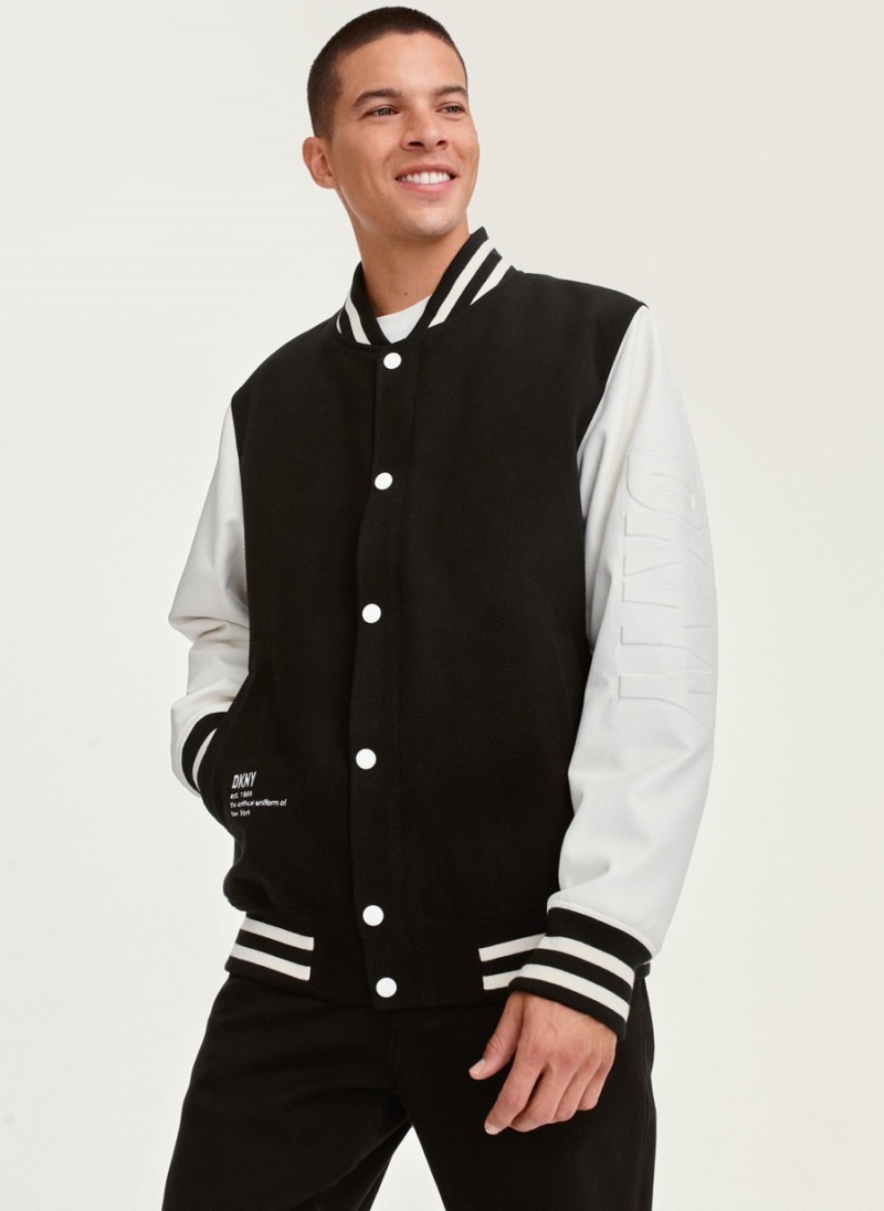 Men's Dkny Classic Varsity Jackets Black | V4841867