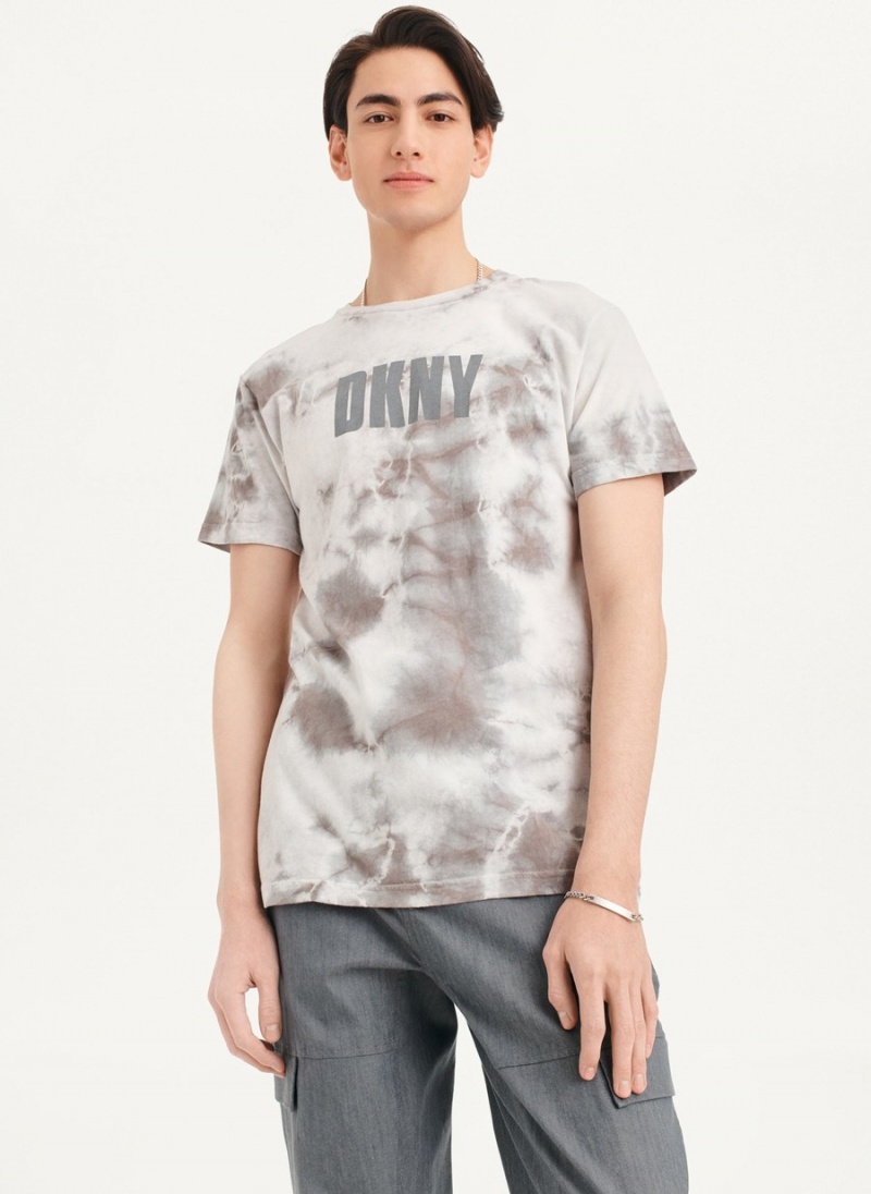 Men\'s Dkny Cloud Wash Logo T Shirts Grey | C3029764