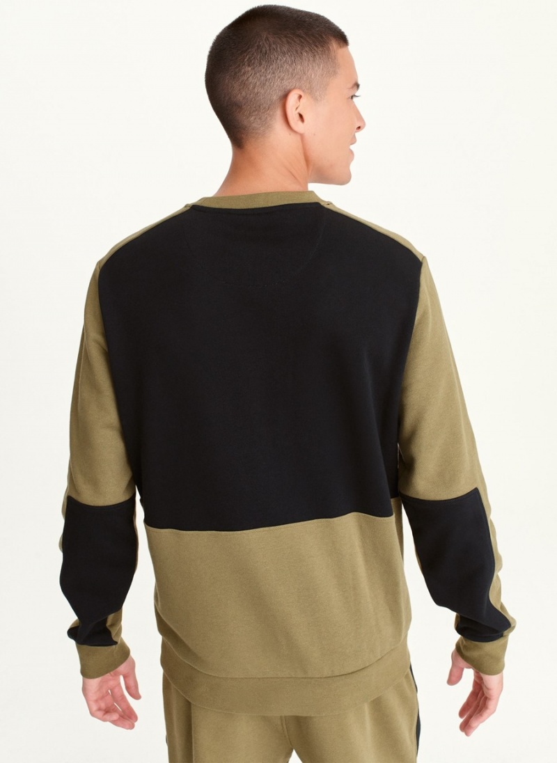 Men's Dkny Color Block Crew Neck Long Sleeve Black | V1389855
