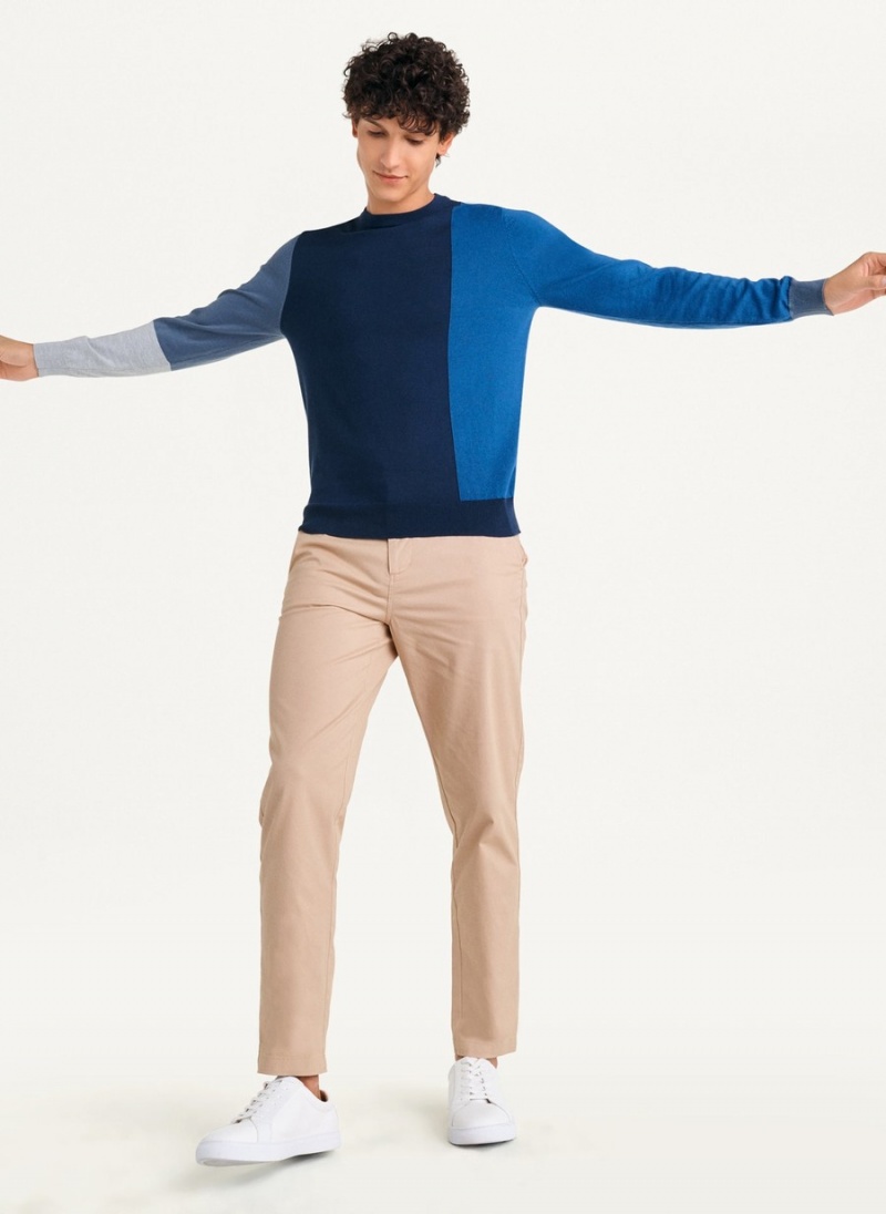 Men's Dkny Colorblock Crew Sweaters Navy | Z4139803