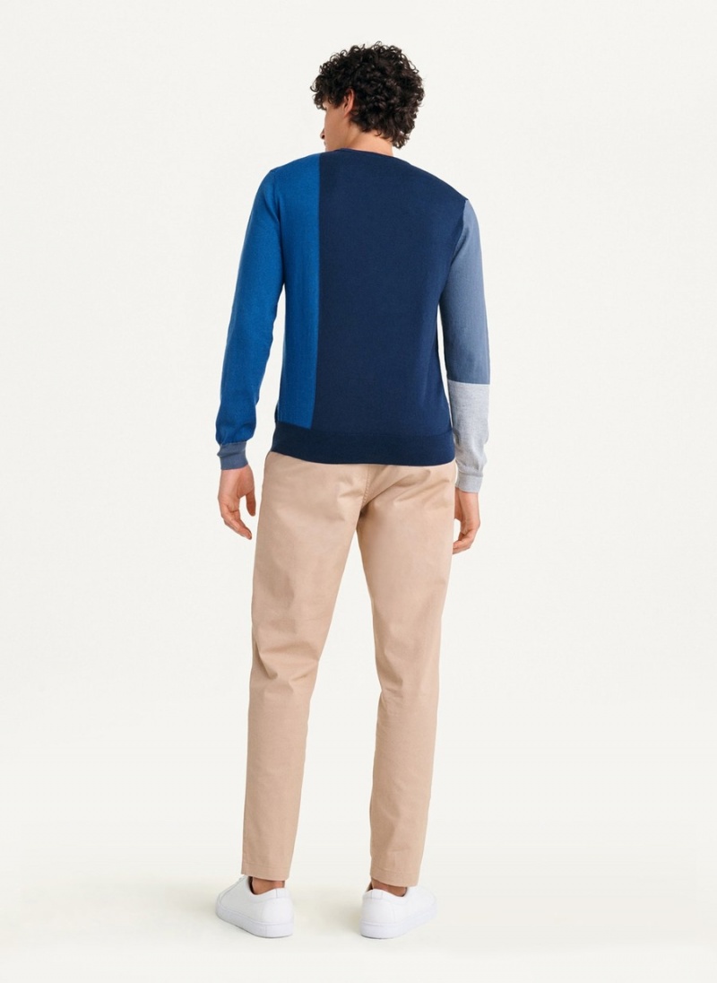 Men's Dkny Colorblock Crew Sweaters Navy | Z4139803