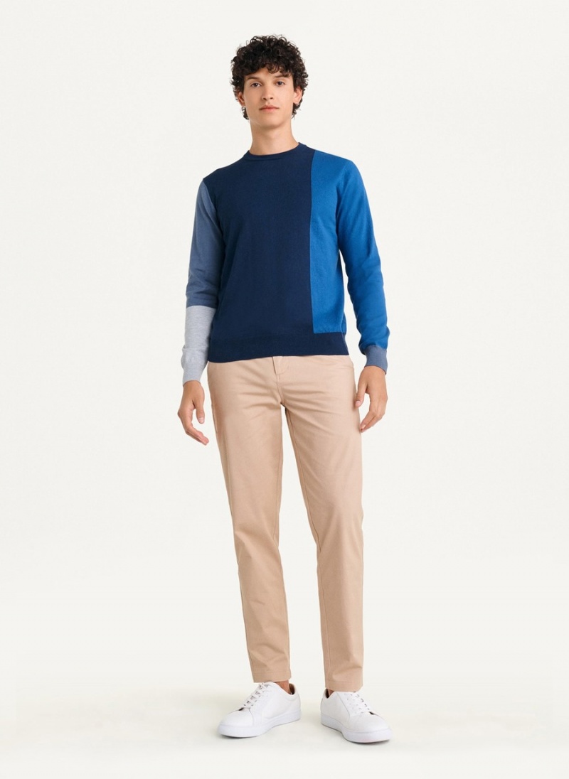 Men's Dkny Colorblock Crew Sweaters Navy | Z4139803