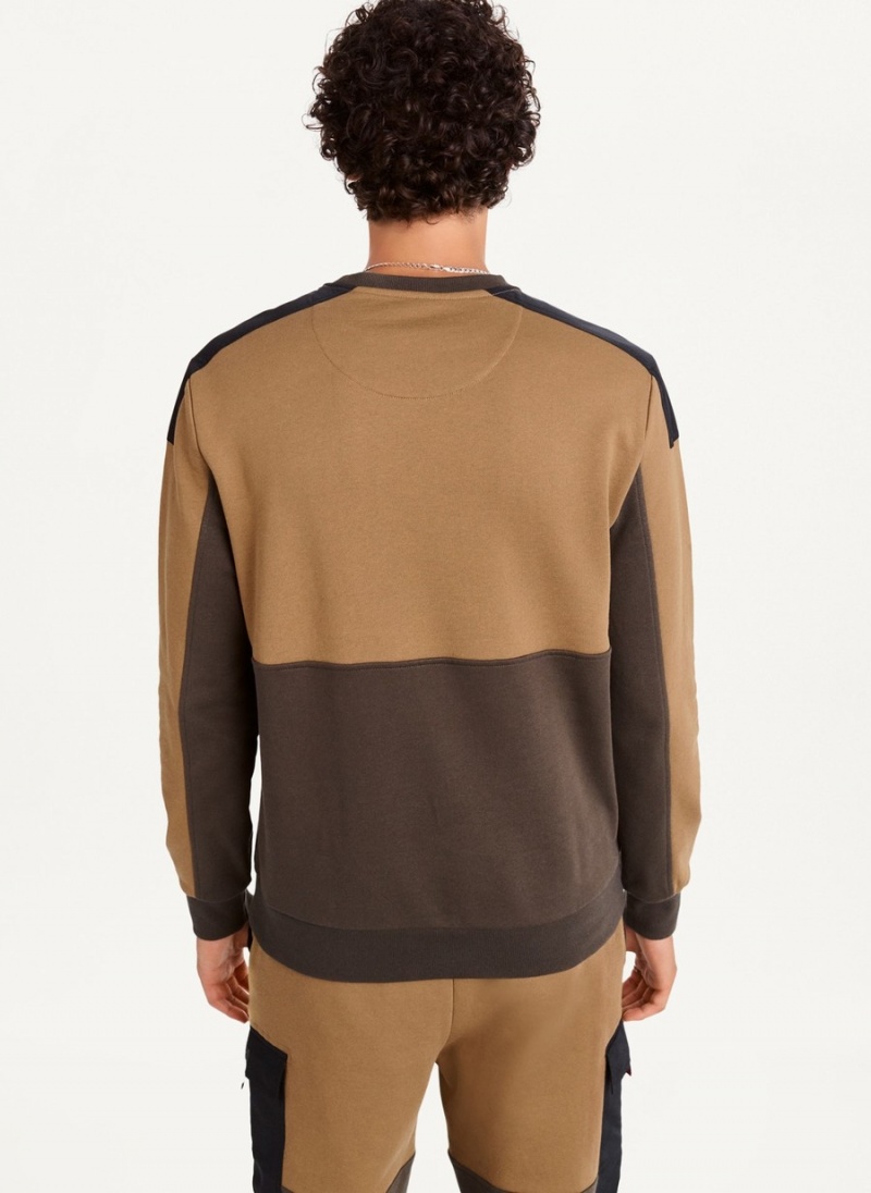Men's Dkny Colorblock Crew With Cargo Pocket Sweatshirts Black | G5593437