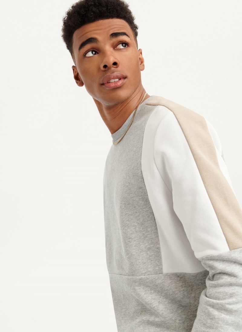 Men's Dkny Colorblock French Terry Front Logo Sweatshirts Black | P2274308