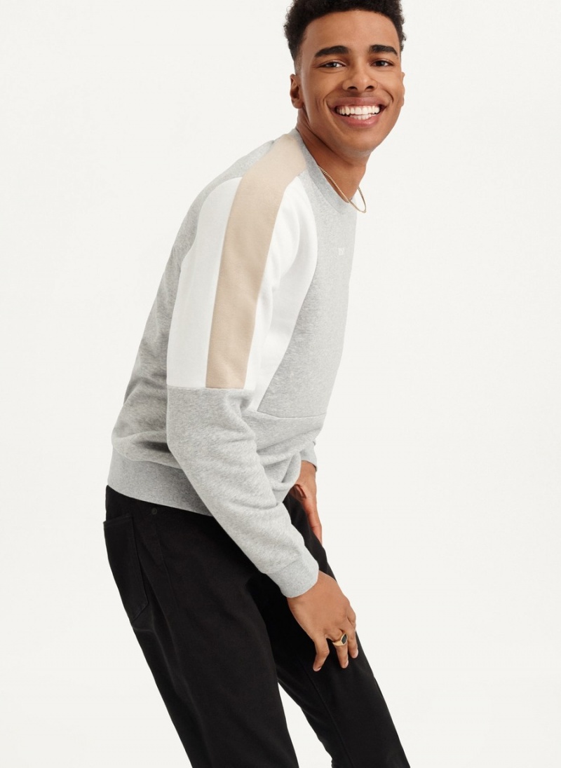 Men's Dkny Colorblock French Terry Front Logo Sweatshirts Black | P2274308