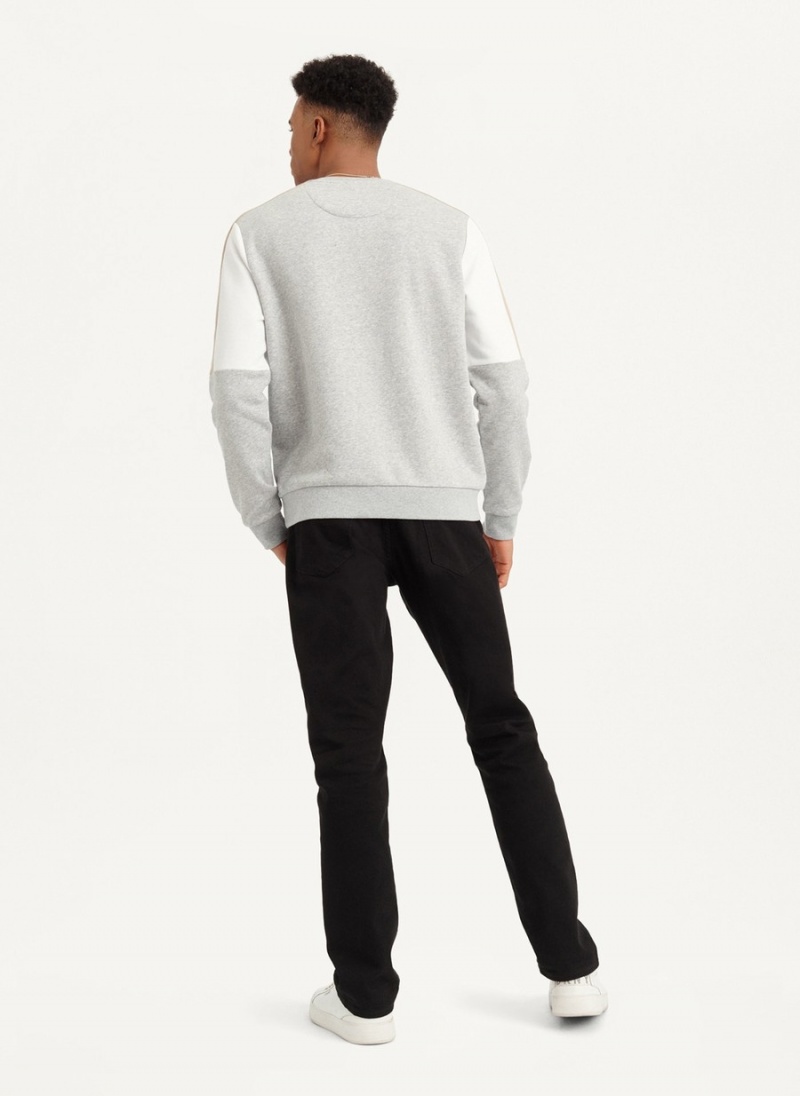 Men's Dkny Colorblock French Terry Front Logo Sweatshirts Black | P2274308