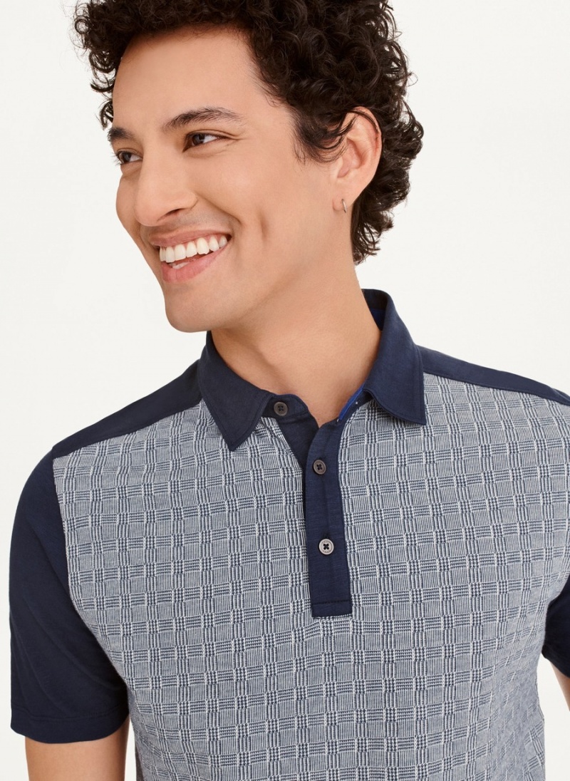 Men's Dkny Colorblock Plaid Polo Shirts Grey | A0476365