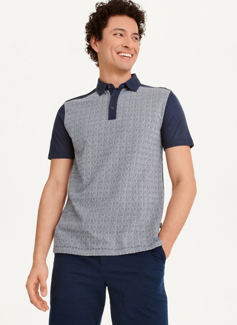 Men\'s Dkny Colorblock Plaid Polo Shirts Grey | A0476365
