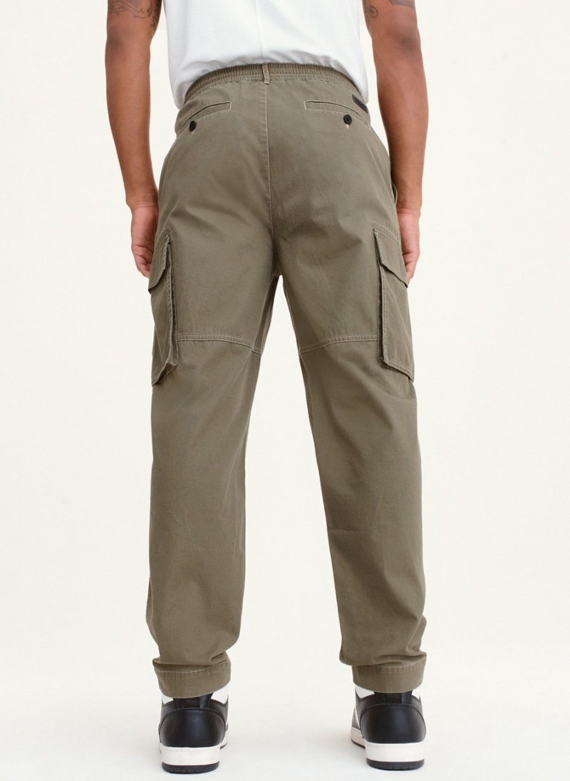 Men's Dkny Contrast Stitch Cargo Pants Olive | T8328382