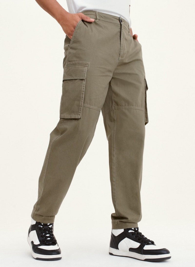 Men\'s Dkny Contrast Stitch Cargo Pants Olive | T8328382