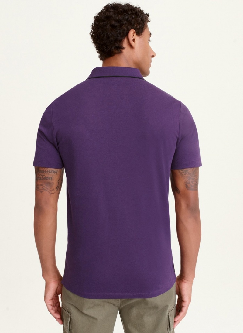 Men's Dkny Core Pima Cotton Pique Polo Shirts Purple | O8452395