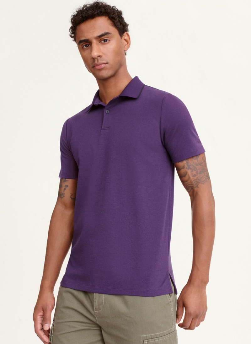 Men\'s Dkny Core Pima Cotton Pique Polo Shirts Purple | O8452395