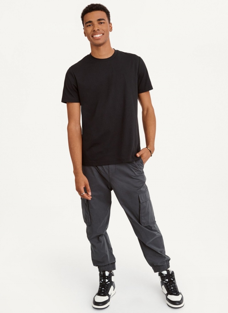 Men's Dkny Cotton Poly Pique T Shirts Black | S3952748
