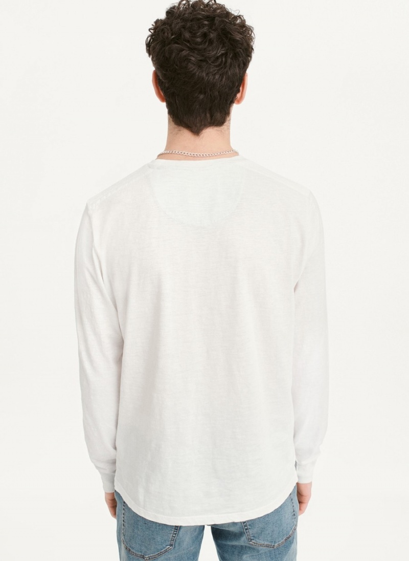 Men's Dkny Crew Pocket Slub Jersey Long Sleeve White | H8568311