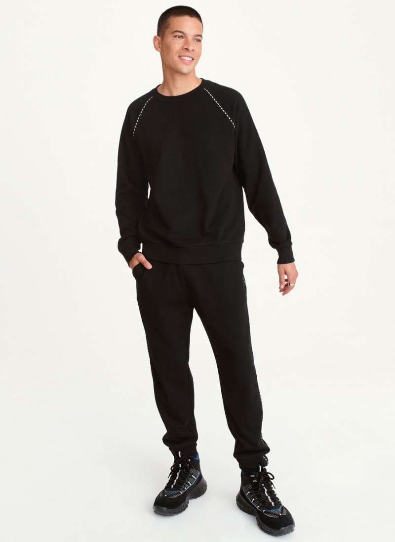 Men's Dkny Crew With Logo Tape Detail Long Sleeve Black | Z2739268