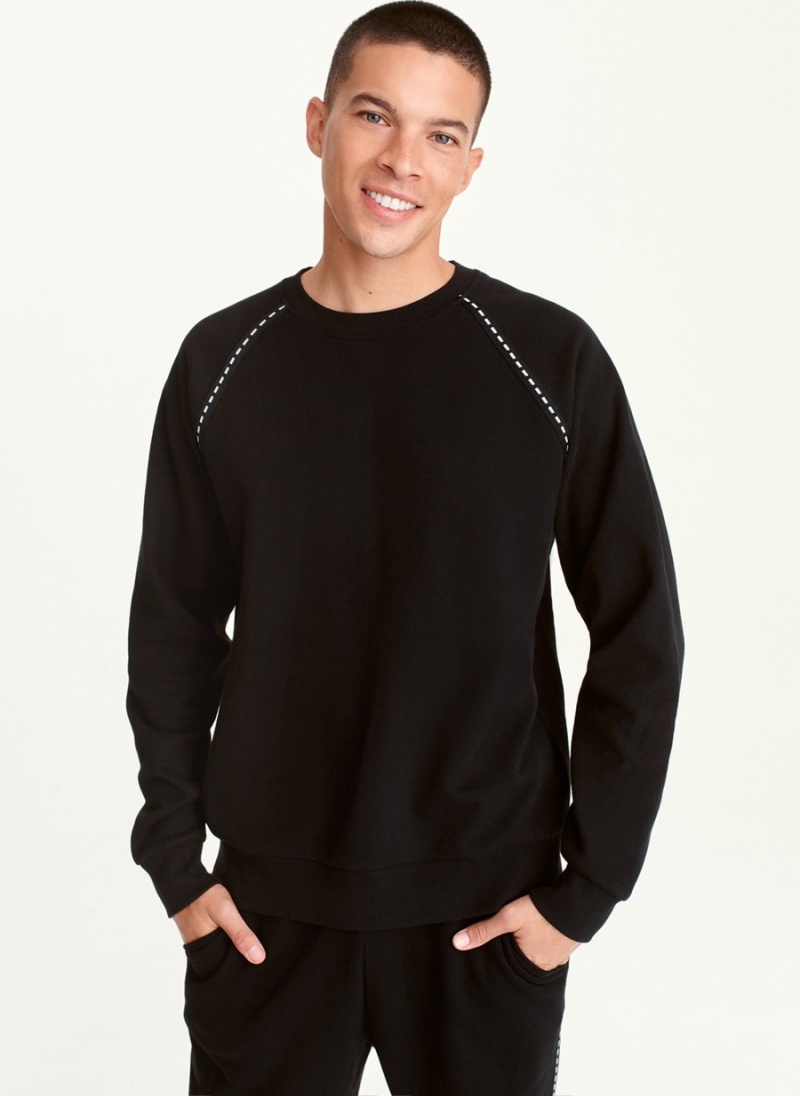 Men\'s Dkny Crew With Logo Tape Detail Long Sleeve Black | Z2739268