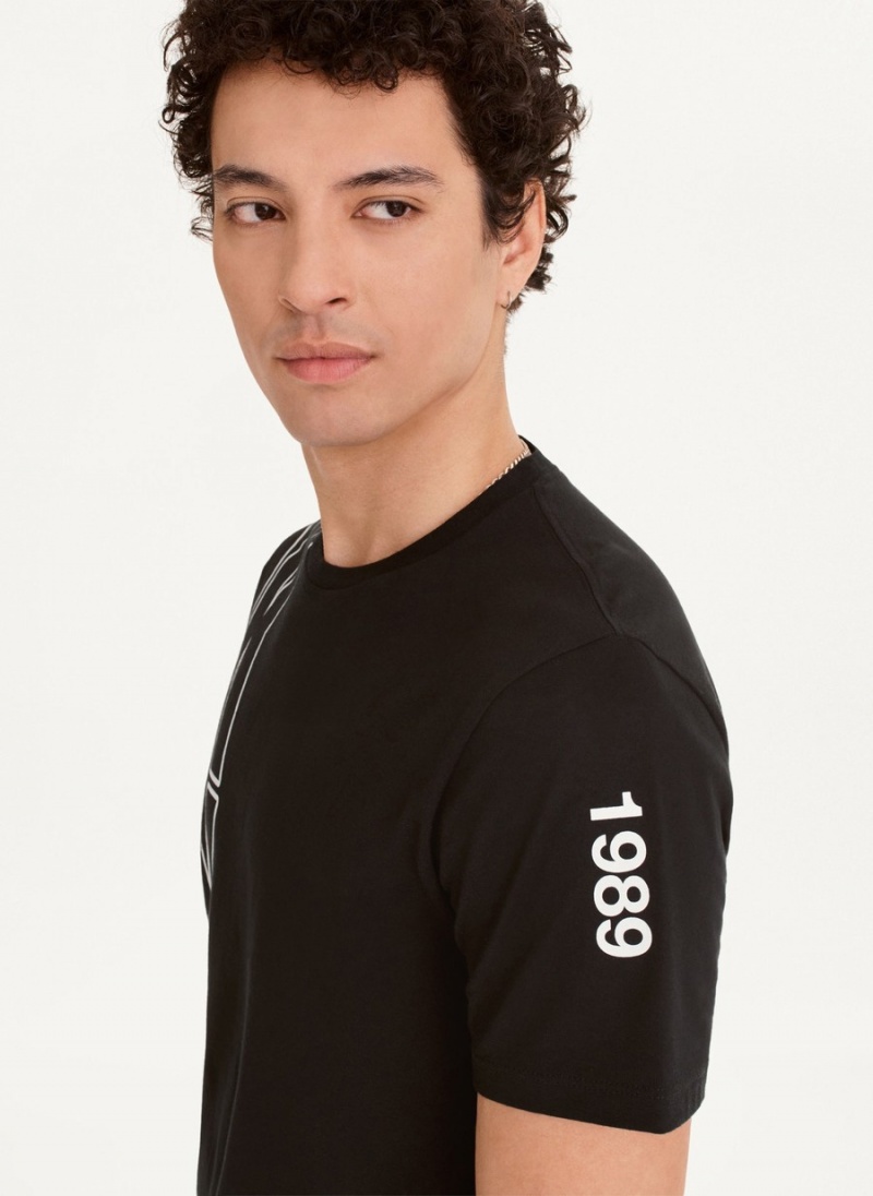 Men's Dkny Exploded Logo Outline T Shirts Black | E2012462