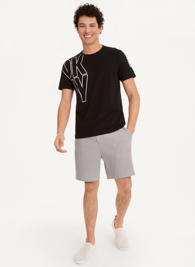 Men's Dkny Exploded Logo Outline T Shirts Black | E2012462