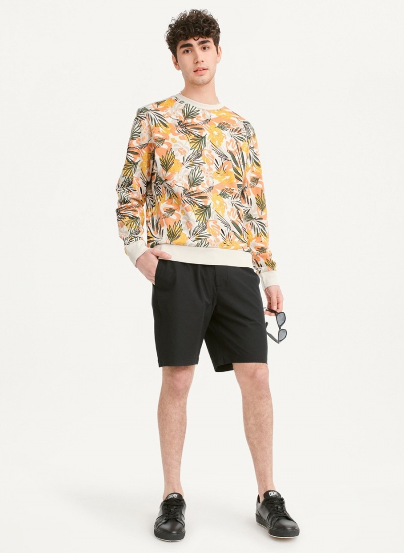 Men's Dkny Exploded Palms Print French Terry Sweatshirts Orange | G6747262
