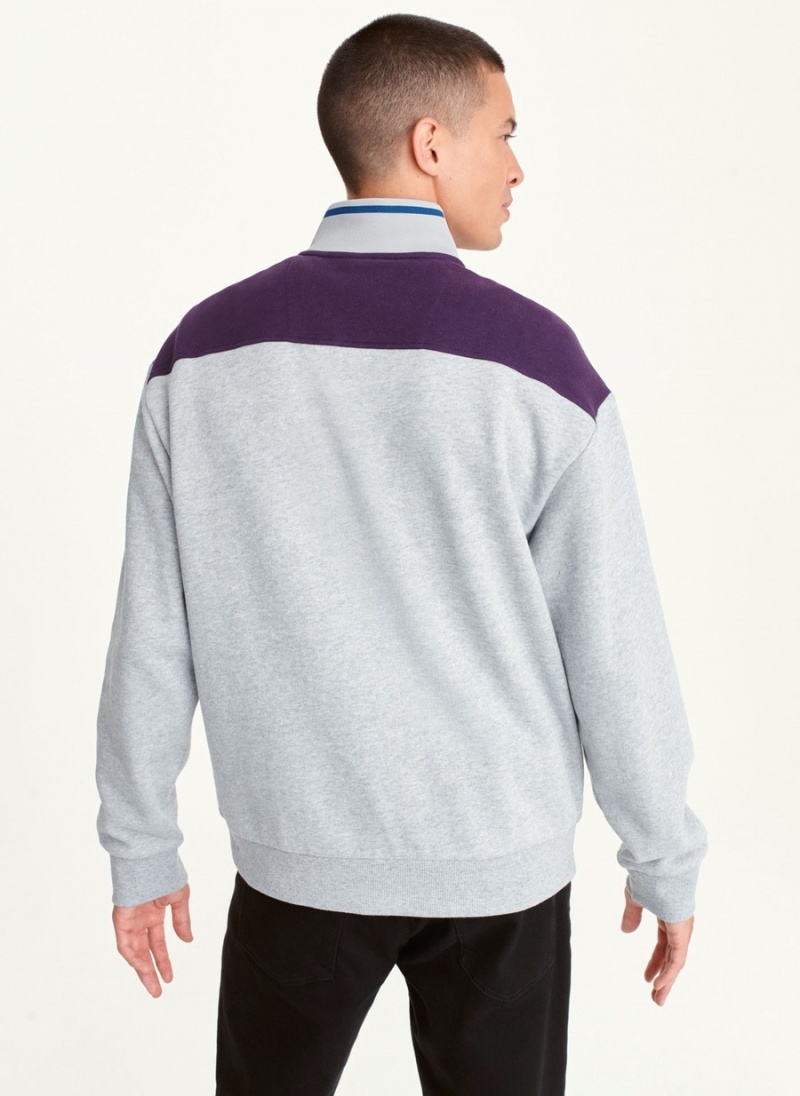 Men's Dkny Fleece Half Zip Colorblock Sweatshirts Purple | P0808278