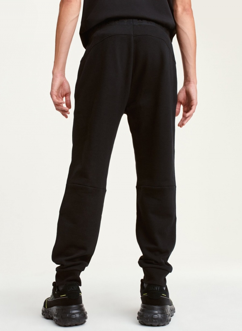 Men's Dkny Fleece Logo Waistband Pants Black | A8832894