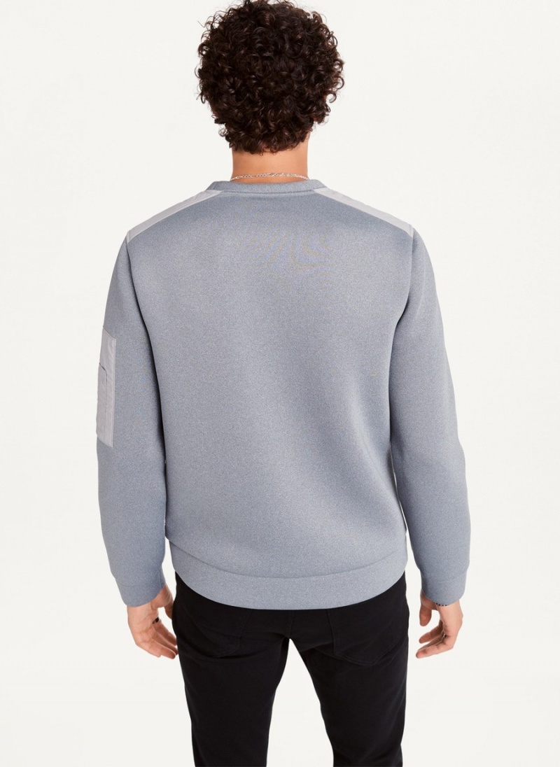 Men's Dkny Foil Panel Crew Neck Sweatshirts Silver | U8797686