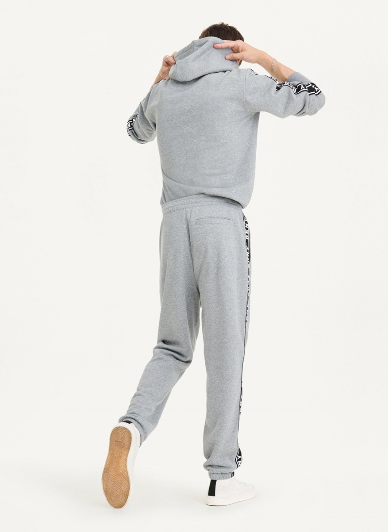 Men's Dkny French Terry Taped Logo Pants Grey | Q8579951