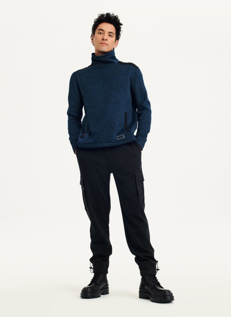 Men's Dkny Funnel Neck Pullover Navy | B8086100