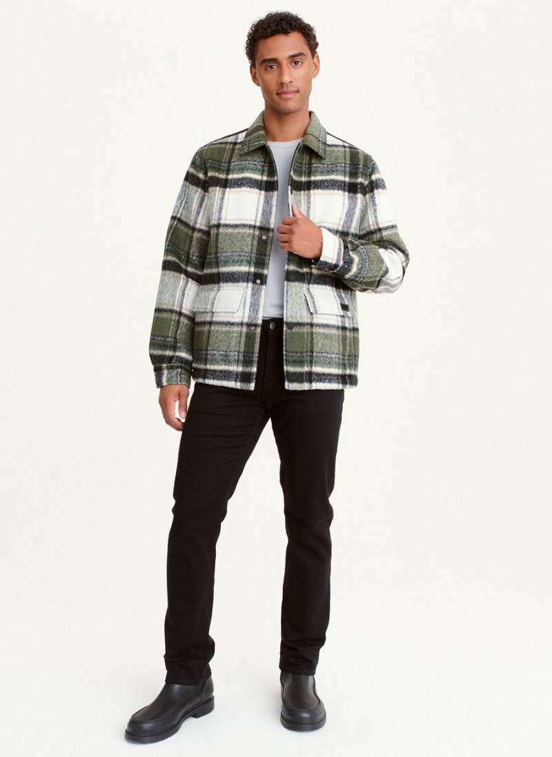 Men's Dkny Ivory & Green Plaid Shirt Jackets Green | O8497345