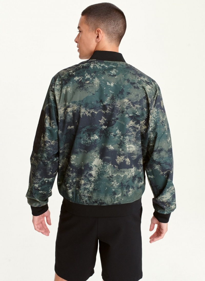 Men's Dkny Leaf Camo Bomber Jackets Olive | M1899167