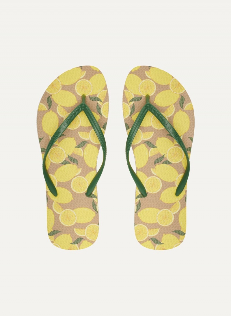 Men's Dkny Lemon Flip Flops Yellow | M6870914