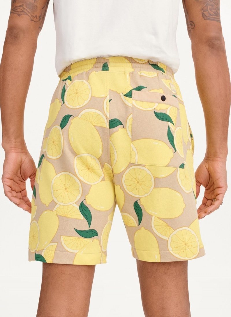 Men's Dkny Lemon Print Pull On Shorts Yellow | O0559504