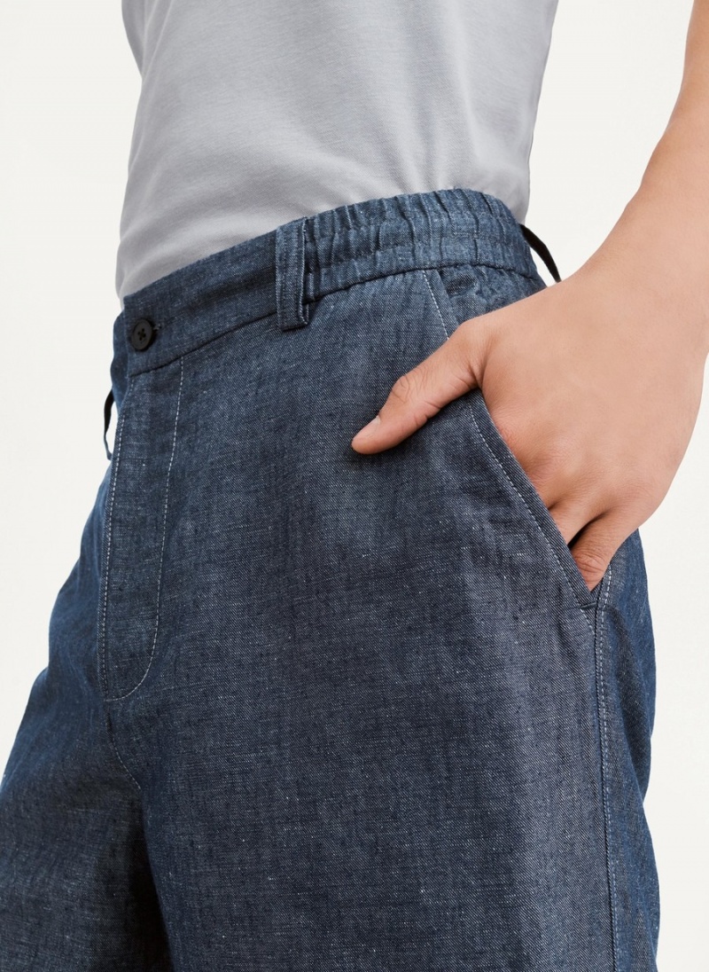 Men's Dkny Linens Pants Navy | B2507248
