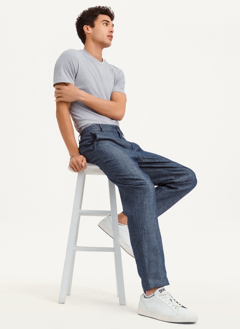 Men's Dkny Linens Pants Navy | B2507248