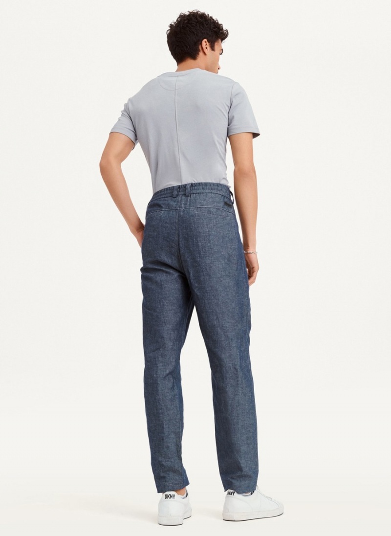 Men's Dkny Linens Pants Navy | B2507248