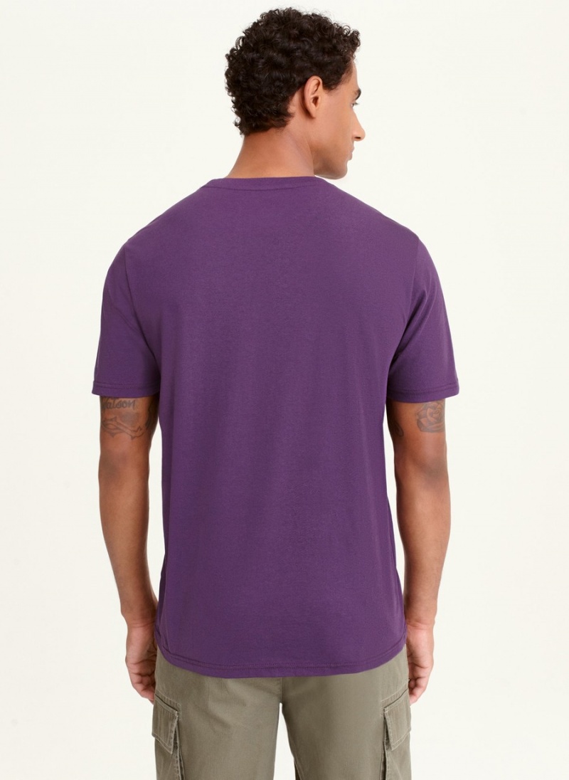 Men's Dkny Logo Outline Cross Body T Shirts Purple | J4766716
