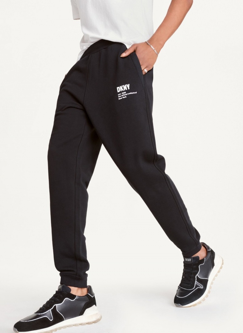 Men\'s Dkny Logo Pants Black | B7489969
