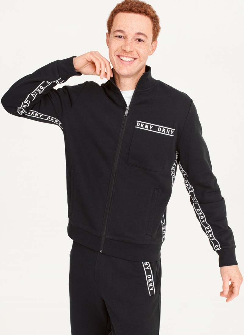Men\'s Dkny Logo Tape Detail Track Jackets Black | A9608614