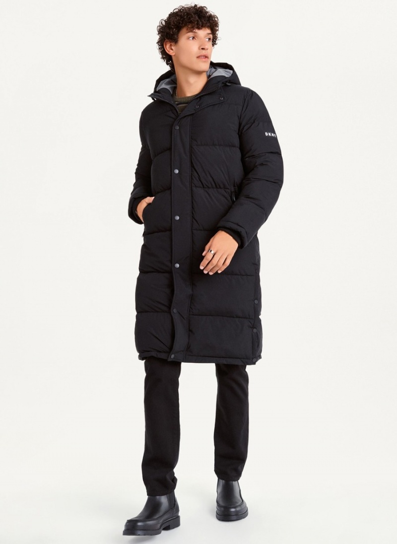 Men's Dkny Long Puffer Jacket Black | T3953775