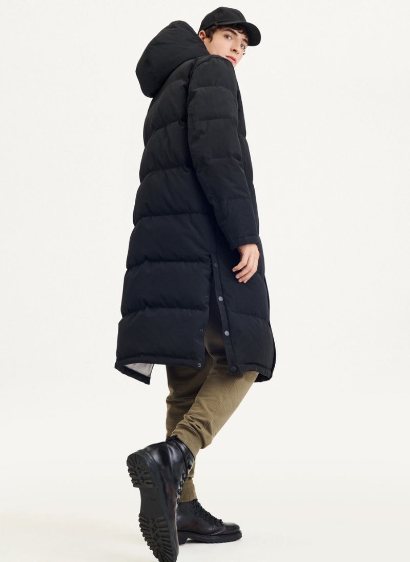 Men's Dkny Long Quilted Puffer Parka Black | R9625054