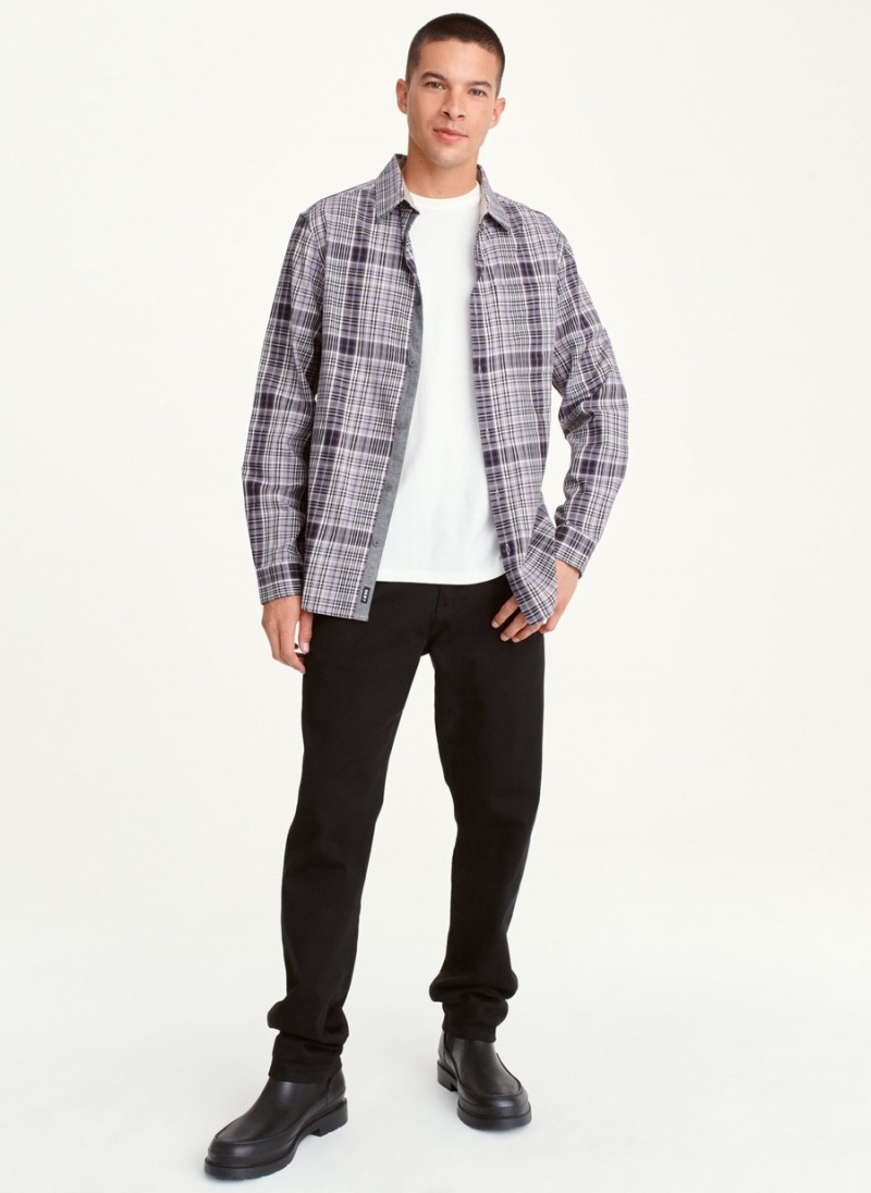 Men's Dkny Long Sleeve Newburg Plaid Shirts Lavender | R2535073
