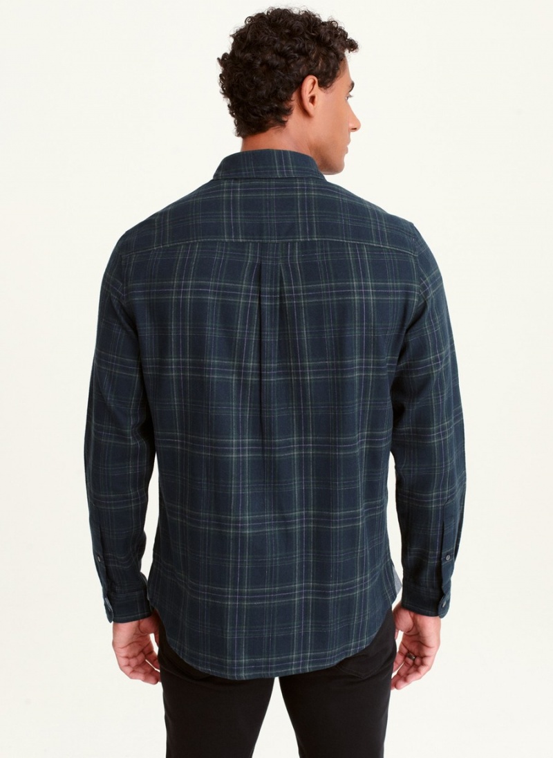 Men's Dkny Long Sleeve Norwich Plaid Shirts Black | T6748777