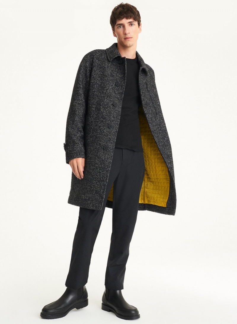 Men's Dkny Long Sleeve Raglan Balmacan Coats Black | I4036981